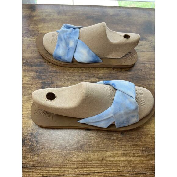 O'Rageous Womens 9 Blue Fabric Tie-Dye Knot Slip-In Sandals Summer Wear - Picture 3 of 6